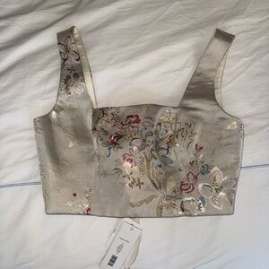 Adam Lippes Floral Embroidered Crop Top NWT